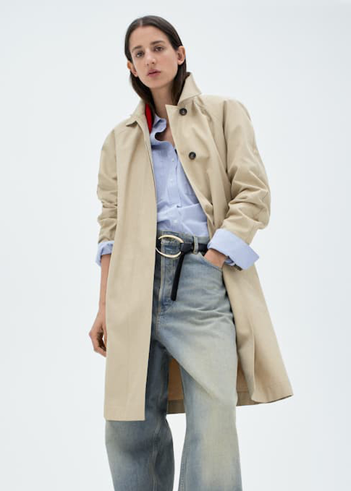 1-Cotton trench coat with belt-mango